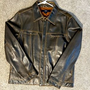 Vintage leather jacket. Size S. Brown with light brown stitching.